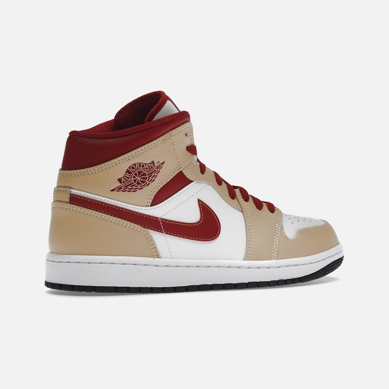 jordan 1 mid light curry cardinal
