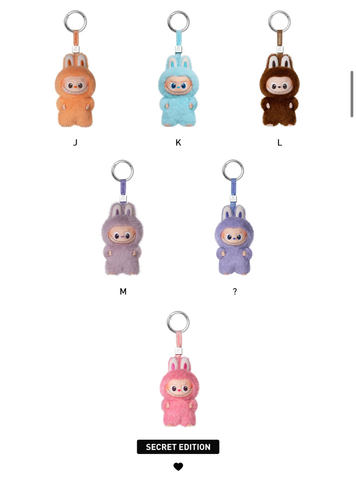 Labubu Pin for Love Series Plush Pendant (A-M) Single Blind Box