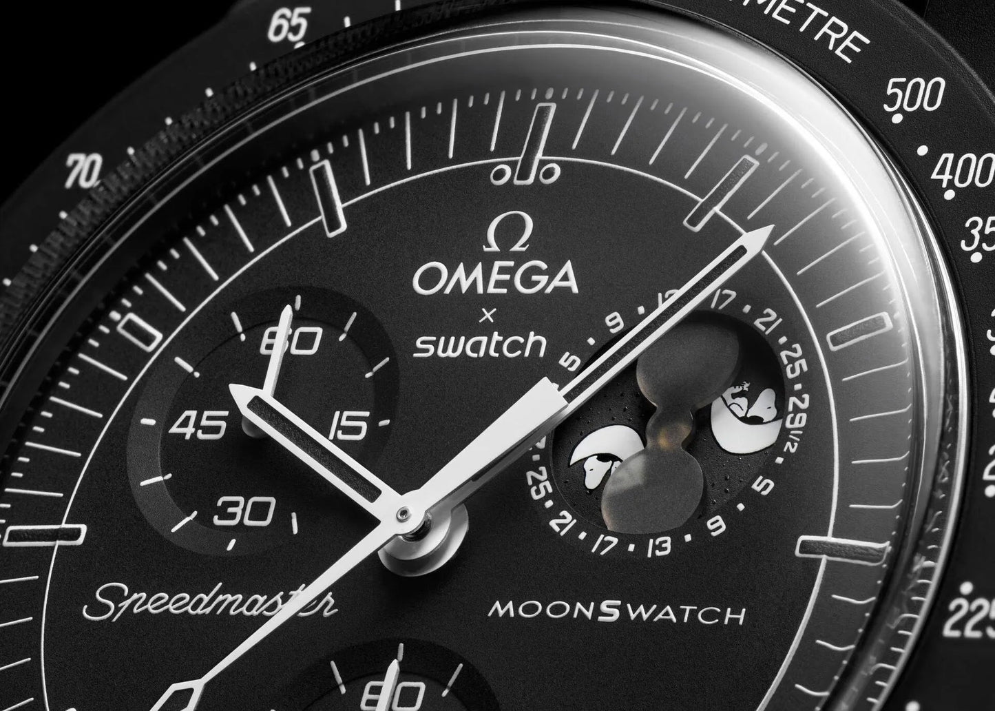 Swatch X Omega Bioceramic Moonswatch Mission To Moonphase Snoopy Black