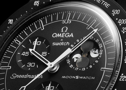 Swatch X Omega Bioceramic Moonswatch Mission To Moonphase Snoopy Black