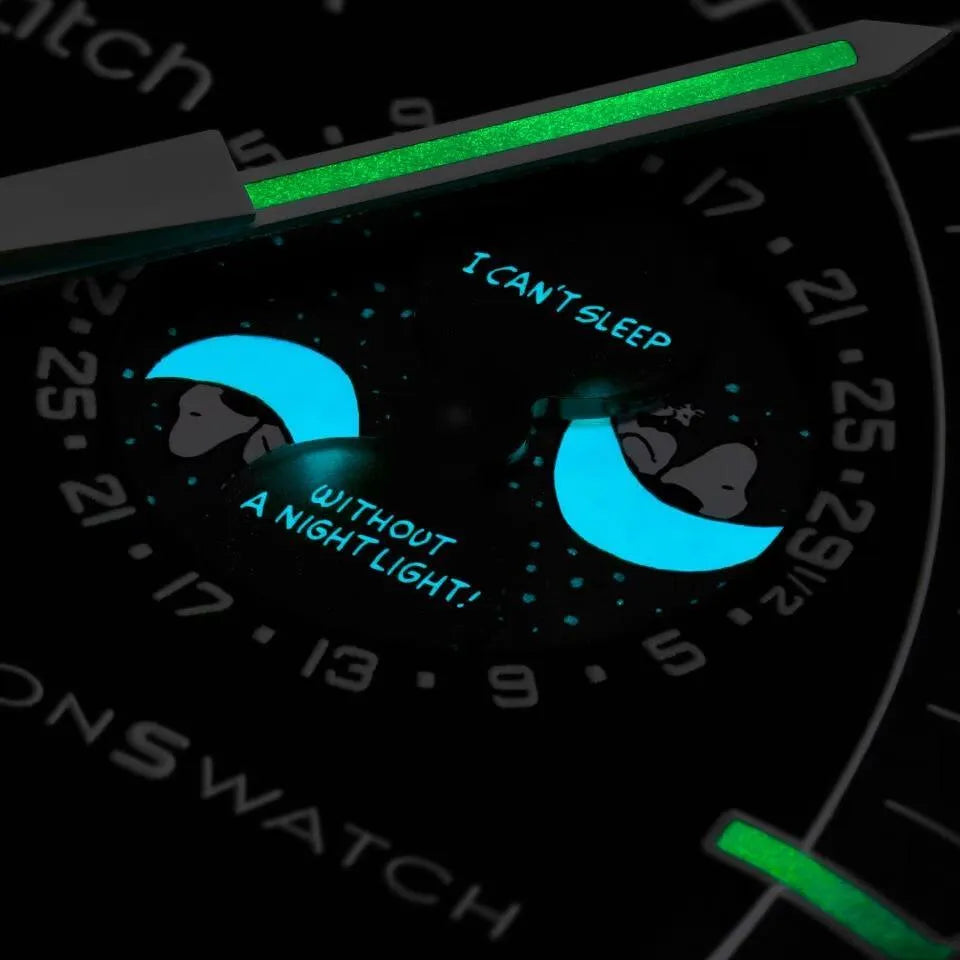 Swatch X Omega Bioceramic Moonswatch Mission To Moonphase Snoopy Black