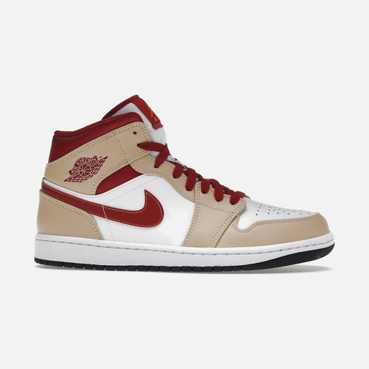 jordan 1 mid light curry cardinal