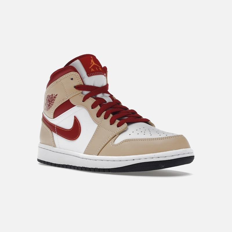 jordan 1 mid light curry cardinal