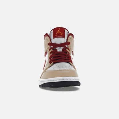 jordan 1 mid light curry cardinal