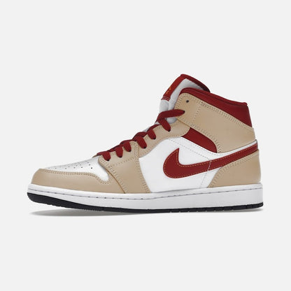 jordan 1 mid light curry cardinal