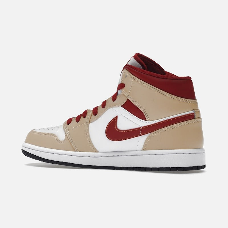 jordan 1 mid light curry cardinal