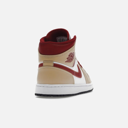 jordan 1 mid light curry cardinal
