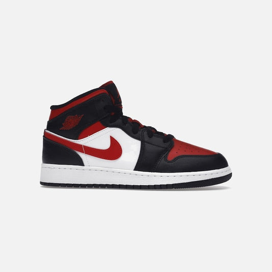 air jordan 1 mid black fire red (gs)