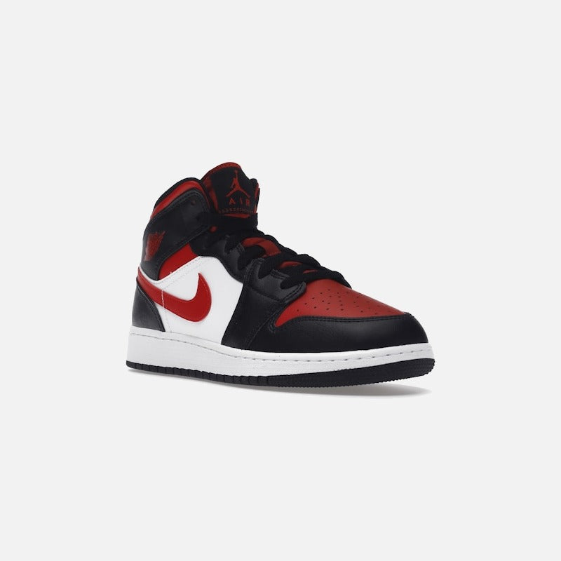 air jordan 1 mid black fire red (gs)
