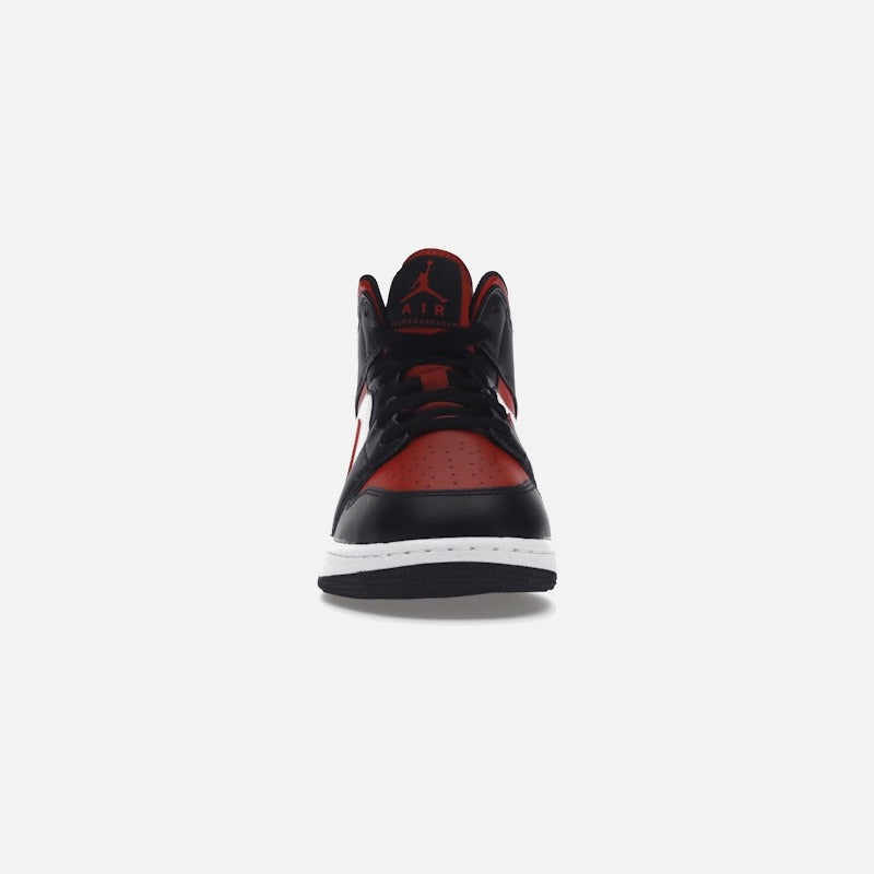 air jordan 1 mid black fire red (gs)