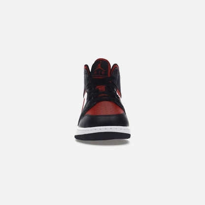 air jordan 1 mid black fire red (gs)