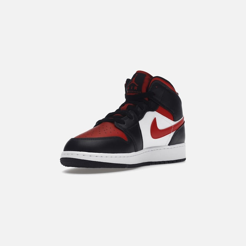 air jordan 1 mid black fire red (gs)