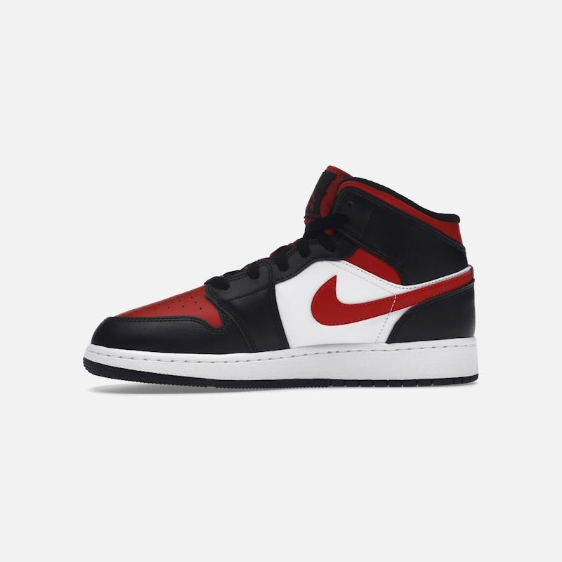 air jordan 1 mid black fire red (gs)