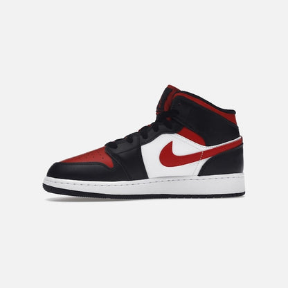 air jordan 1 mid black fire red (gs)