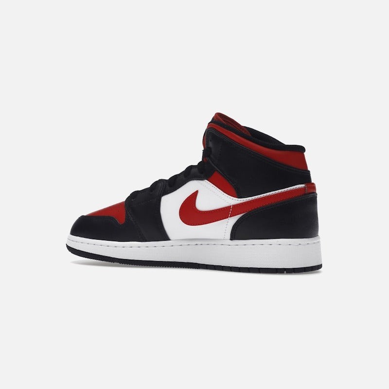 air jordan 1 mid black fire red (gs)