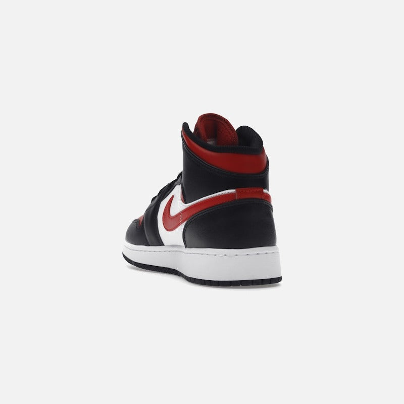 air jordan 1 mid black fire red (gs)