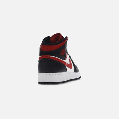 air jordan 1 mid black fire red (gs)
