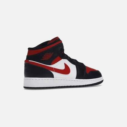 air jordan 1 mid black fire red (gs)