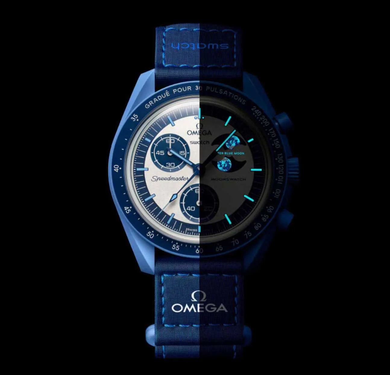 Swatch X Omega Bioceramic Moonswatch Mission To The Super Blue Moonphase