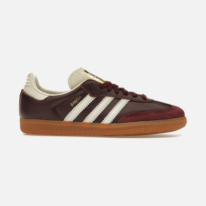 adidas samba og maroon gold metallic (women's)
