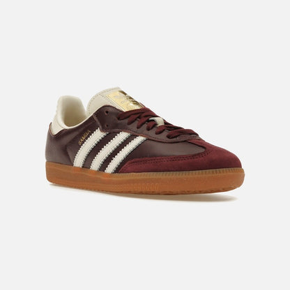 adidas samba og maroon gold metallic (women's)