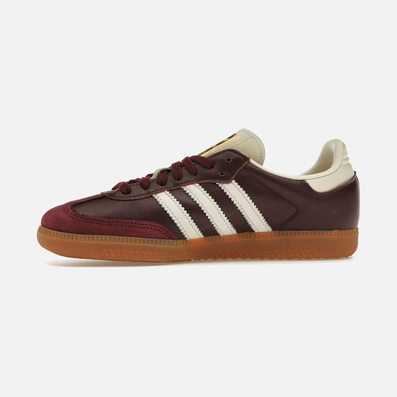 adidas samba og maroon gold metallic (women's)