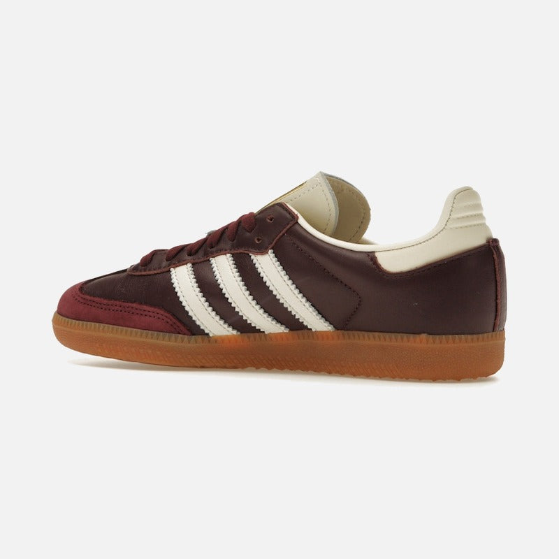 adidas samba og maroon gold metallic (women's)