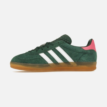 adidas gazelle indoor collegiate green lucid pink (women's)
