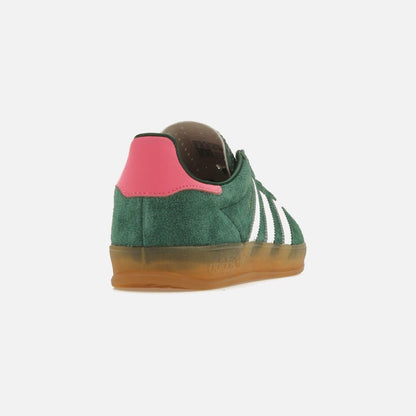 adidas gazelle indoor collegiate green lucid pink (women's)