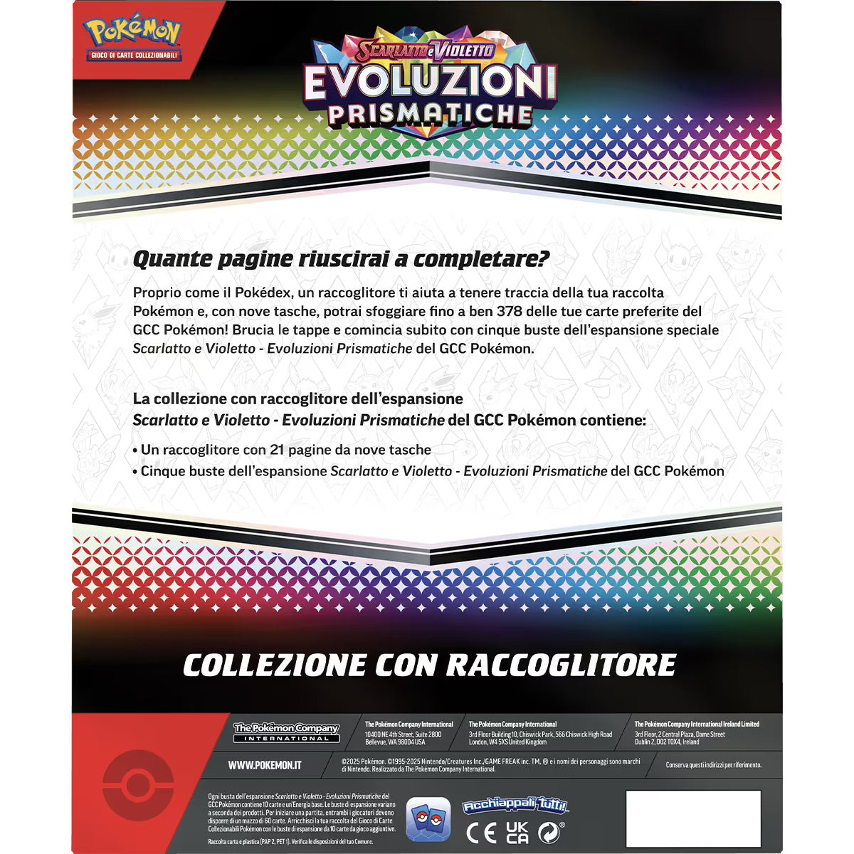 Pokémon Evoluzioni Prismatiche ITA/ENG Collezione con Album Raccoglitore